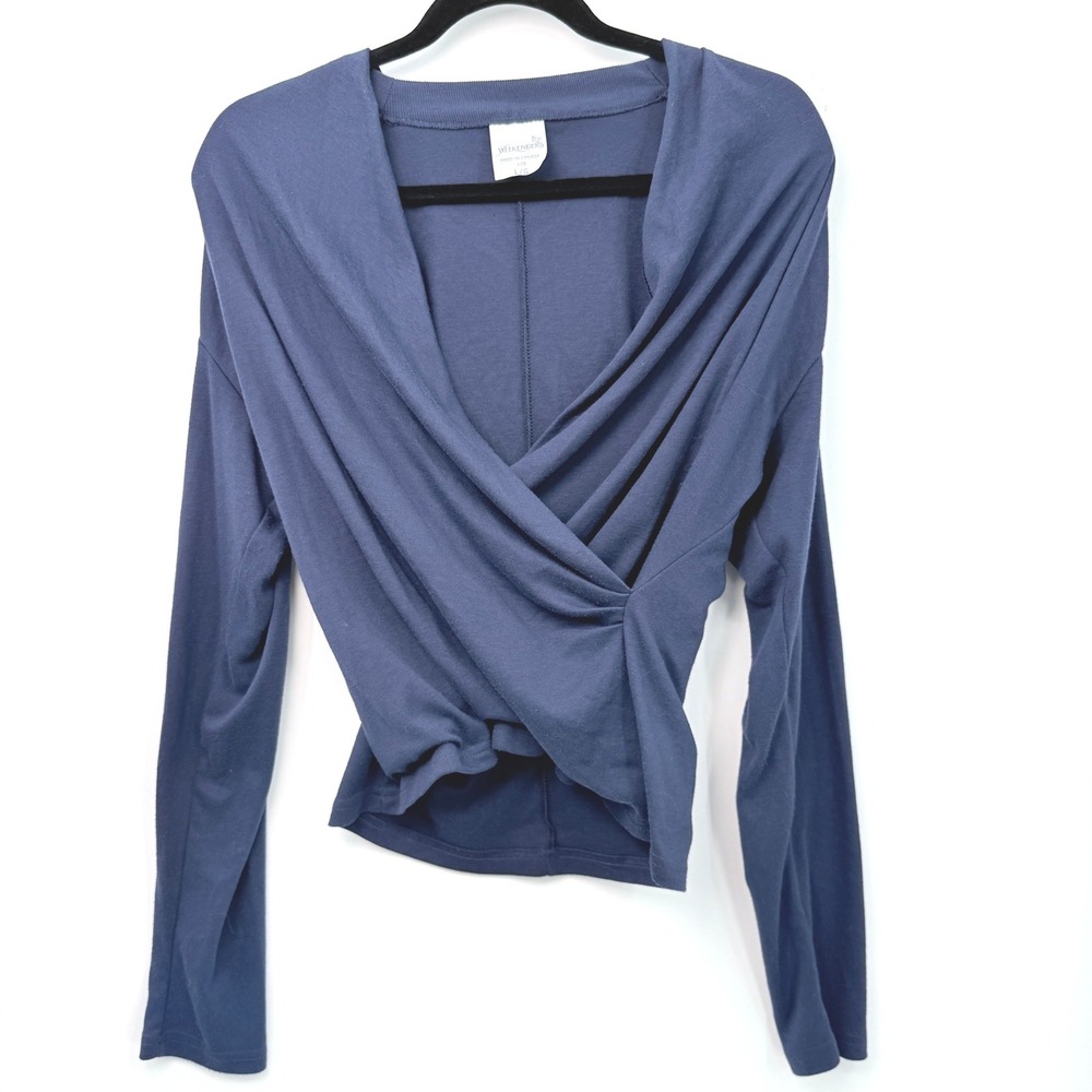 Vintage Weekenders Surplice Wrap Top Women L Balletcore Minimalist‎ Indie Retro